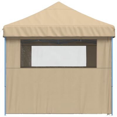 vidaXL Partytent inklapbaar pop-up met 4 zijwanden beige