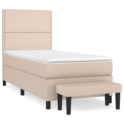 vidaXL Boxspring met matras kunstleer cappuccinokleurig 80x200 cm