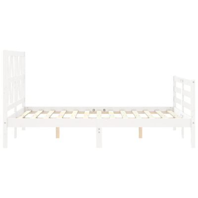 vidaXL Bedframe met hoofdbord massief hout wit 140x190 cm