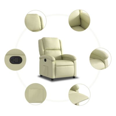 vidaXL Fauteuil echt leer crèmekleurig