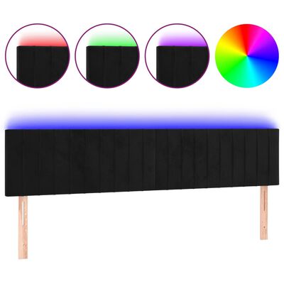 vidaXL Hoofdbord LED 180x5x78/88 cm fluweel zwart