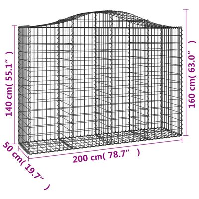 vidaXL Schanskorven 11 st gewelfd 200x50x140/160 cm ijzer