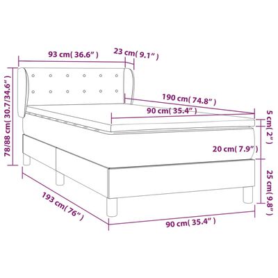 vidaXL Boxspring met matras stof donkerbruin 90x190 cm