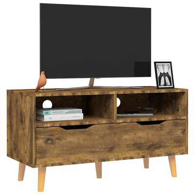 vidaXL Tv-meubel 90x40x48,5 cm bewerkt hout gerookt eikenkleurig