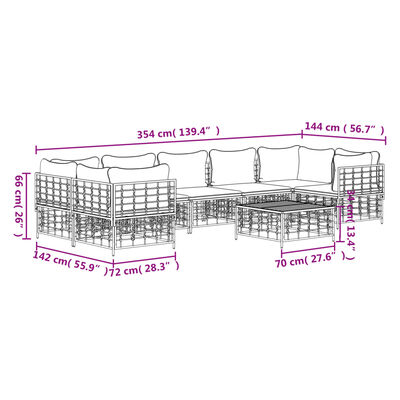 vidaXL 8-delige Loungeset met kussens poly rattan antracietkleurig