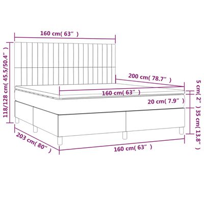 vidaXL Boxspring met matras stof crèmekleurig 160x200 cm