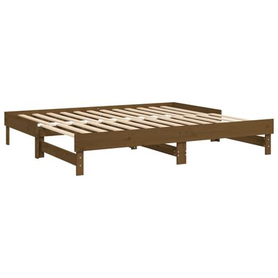 vidaXL Slaapbank uitschuifbaar grenenhout honingbruin 2x(100x200) cm