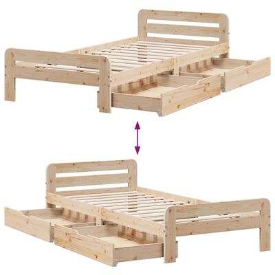 vidaXL Bedframe zonder matras massief grenenhout 75x190 cm