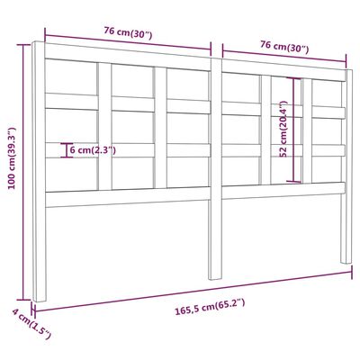 vidaXL Hoofdbord 165,5x4x100 cm massief grenenhout wit