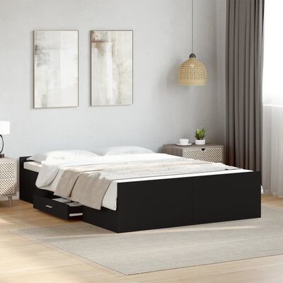 vidaXL Bedframe met lades bewerkt hout bruin eikenkleur 135x190 cm