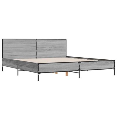 vidaXL Bedframe bewerkt hout metaal grijs sonoma eiken 180x200 cm