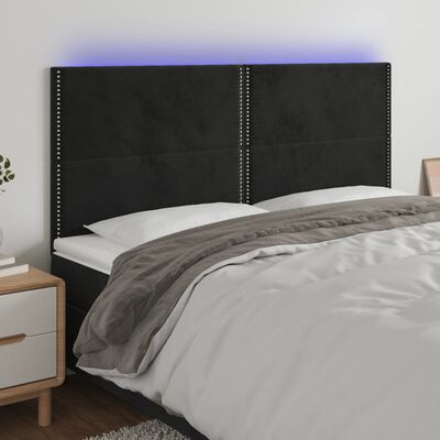 vidaXL Hoofdbord LED 180x5x118/128 cm fluweel zwart