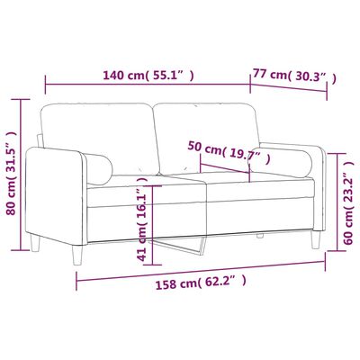 vidaXL Tweezitsbank met kussens 140 cm fluweel donkergrijs