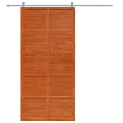 vidaXL Schuifdeur 100x208 cm massief grenenhout wasbruin