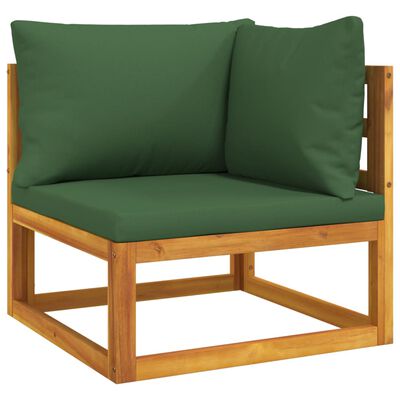 vidaXL 6-delige Loungeset met groene kussens massief hout