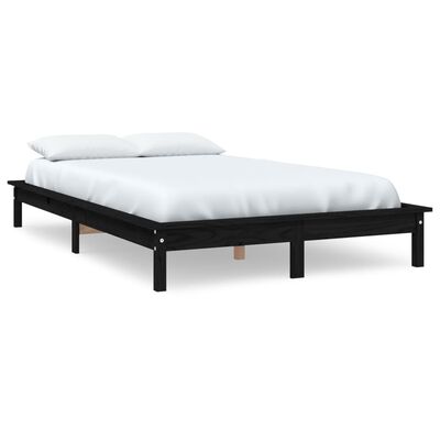 vidaXL Bedframe massief grenenhout zwart 160x200 cm