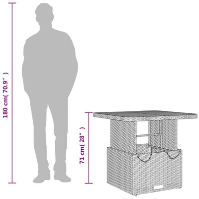 vidaXL Tuintafel 80x80x71 cm poly rattan en acaciahout zwart