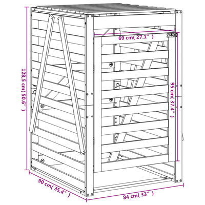 vidaXL Containerberging 84x90x128,5 cm massief grenenhout wit