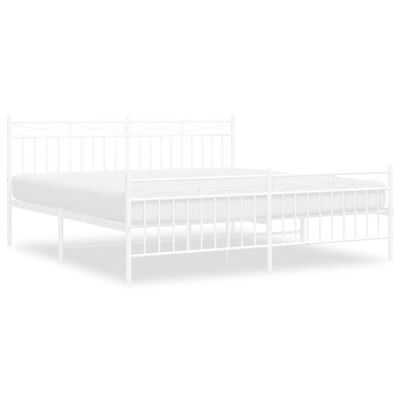 vidaXL Bedframe met hoofd- en voeteneinde metaal wit 180x200 cm