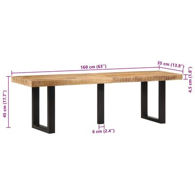 vidaXL Bankje 160 cm massief ruw mangohout en staal