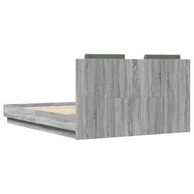 vidaXL Bedframe met hoofdeinde bewerkt hout grijs sonoma 140x190 cm