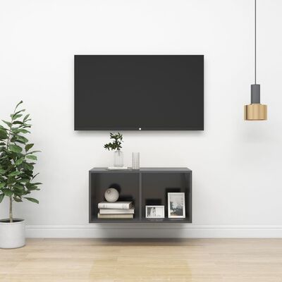 vidaXL Tv-wandmeubel 37x37x72 cm bewerkt hout grijs