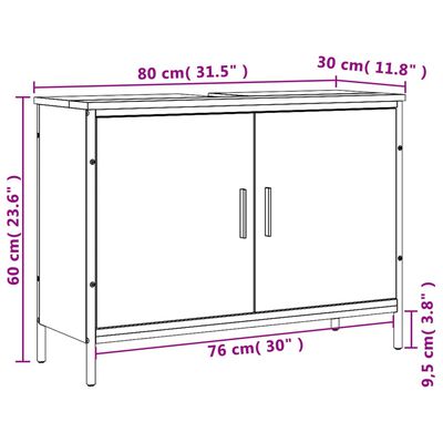 vidaXL Wastafelkast 80x30x60 cm bewerkt hout grijs sonoma eikenkleurig