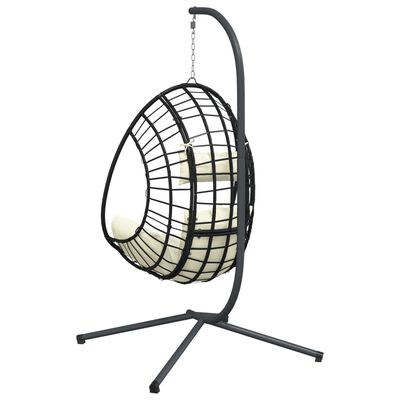 vidaXL Hangstoel met standaard rattan en staal beige