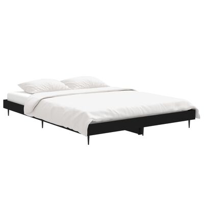 vidaXL Bedframe bewerkt hout zwart 135x190 cm