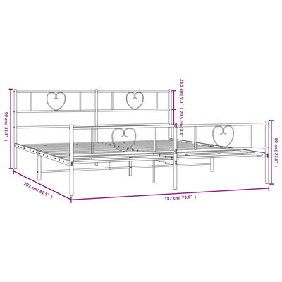 vidaXL Bedframe met voetbord zonder matras metaal zwart 180x200 cm