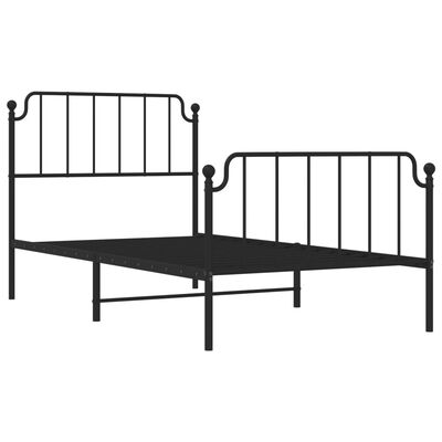 vidaXL Bedframe met hoofd- en voeteneinde metaal zwart 100x190 cm