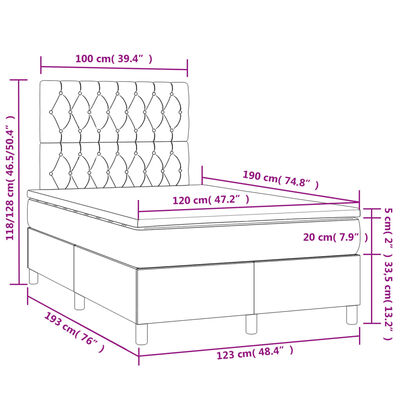 vidaXL Boxspring met matras en LED stof zwart 120x190 cm