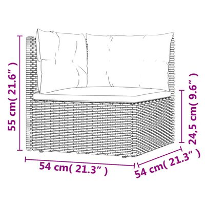 vidaXL 8-delige Loungeset met kussens poly rattan zwart