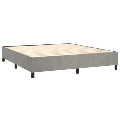 vidaXL Boxspring met matras fluweel lichtgrijs 160x200 cm