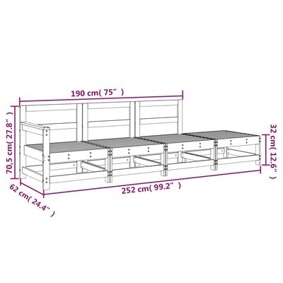 vidaXL 4-delige Loungeset massief grenenhout