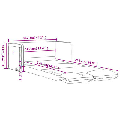 vidaXL Slaapbank vloermodel 2-in-1 112x174x55 cm stof lichtgrijs