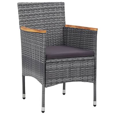 vidaXL 3-delige Tuinset poly rattan grijs