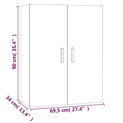 vidaXL Hangkast 69,5x34x90 cm grijs sonoma eikenkleurig