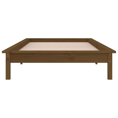 vidaXL Bedframe LED massief hout honingbruin 100x200 cm