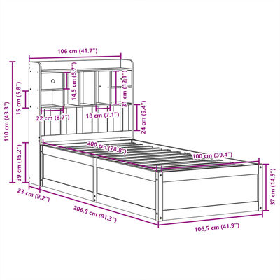 vidaXL Bedframe zonder matras massief grenenhout wit 140x200 cm