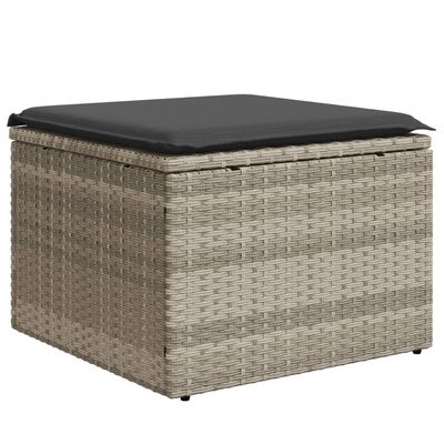 vidaXL Tuinkruk met kussen 55x55x37 cm poly rattan lichtgrijs