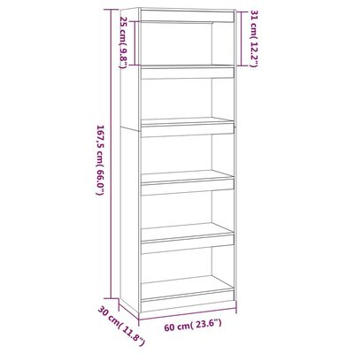 vidaXL Boekenkast/kamerscherm 60x30x167,5 cm massief grenenhout