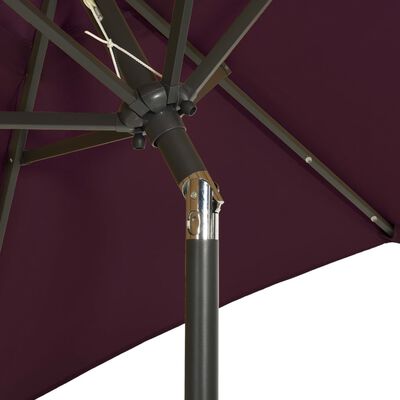 vidaXL Parasol met LED-verlichting 200x211 cm aluminium bordeauxrood