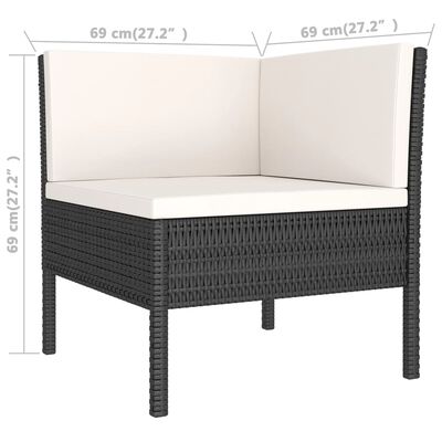 vidaXL 9-delige Loungeset met kussens poly rattan zwart