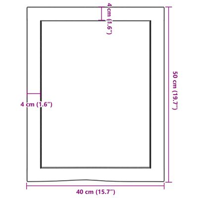 vidaXL Wastafelblad 40x50x(2-4) cm behandeld massief hout donkerbruin