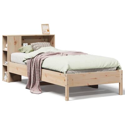 vidaXL Bed met boekenkast zonder matras massief grenenhout 90x190 cm