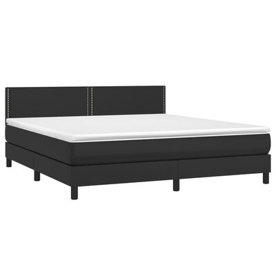 vidaXL Boxspring met matras en LED kunstleer zwart 160x200 cm