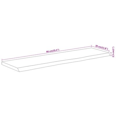 vidaXL Wandschap rechthoekig natuurlijke rand 90x30x2,5 cm acaciahout