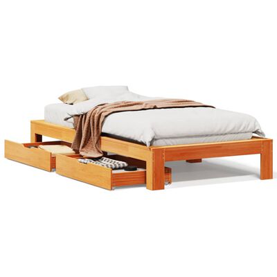 vidaXL Bedframe zonder matras massief grenenhout wasbruin 75x190 cm