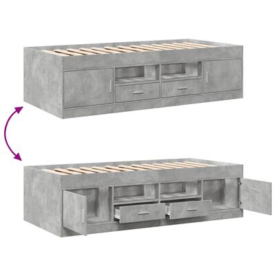 vidaXL Slaapbank met lades 100x200 cm bewerkt hout betongrijs